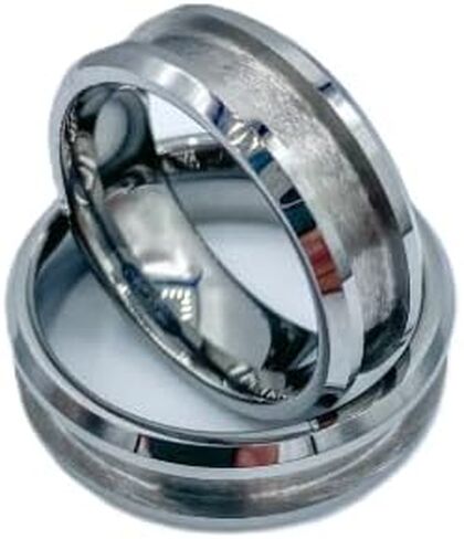 Tungsten Carbide Unisex Ring Blank (11) - Modern Band, Silver Stone Color in Saudi Arabia