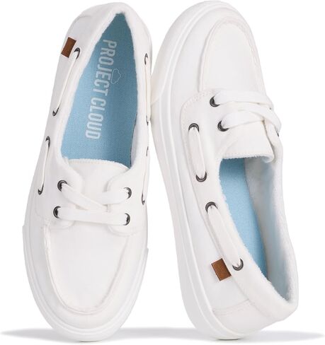 Project Cloud Sneakers for Women - Memory Foam Spring Shoes for Women Footwear - Slip-On Boat Shoes - Non Slip Fashion Sneakers - Lightweight Loafers (Seasalt, Whit, 7.5) White in Kuwait