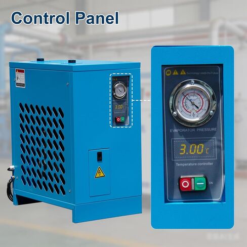 مجفف هواء صناعي مبرد للخدمة الشاقة - 105 قدم مكعب في الدقيقة، 0.885 كيلو واط، 220 فولت للضواغط اللولبية الدوارة بقدرة 30 حصان - نظام التبريد R134a - يزيل الرطوبة والزيت والغبار لورش العمل والمصانع وماكينات CNC in Kuwait