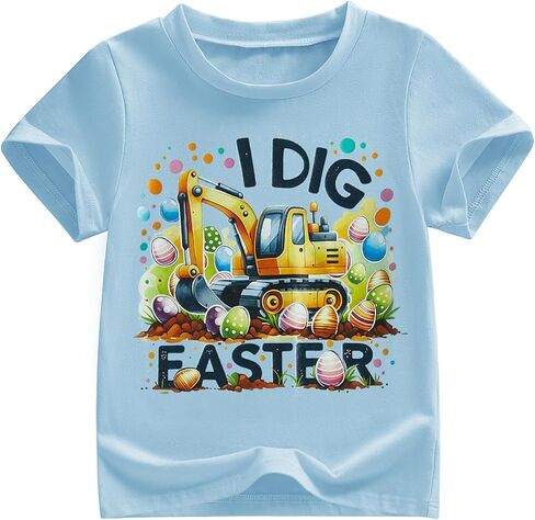 Toddler Boys Girls Easter T-Shirt Short Sleeve Bunny Outfits Kids Funny Rabbit Letters Graphic Cotton Tee Top in Kuwait