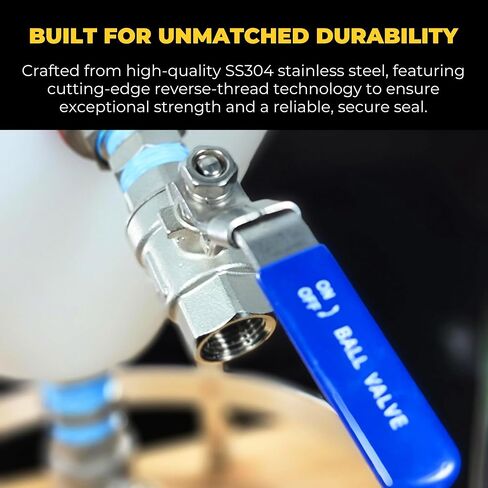 MiniBrew 1 "NPT 304 صمام كروي من الفولاذ المقاوم للصدأ بمنفذ كامل مكون من قطعتين مع مقبض عالي التحمل للتخمير المنزلي in Kuwait