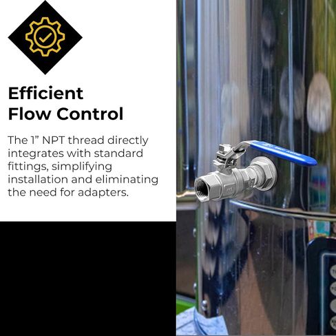 MiniBrew 1 "NPT 304 صمام كروي من الفولاذ المقاوم للصدأ بمنفذ كامل مكون من قطعتين مع مقبض عالي التحمل للتخمير المنزلي in Kuwait