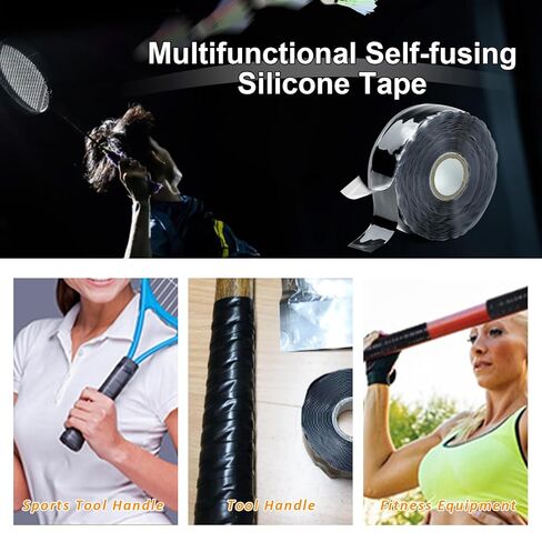 Self-Fusing Silicone Tape 1" x 33' x 20mil Black, Waterproof & Heat-Resistant Rubber Repair Tape – No Residue, Electrical Insulating, Chemical Resistant for Automotive, Plumbing & Outdoor in Saudi Arabia