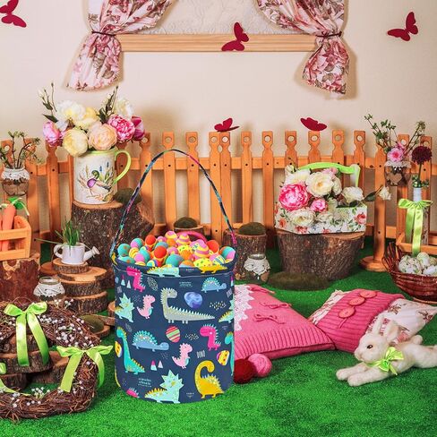 عيد الفصح سلة Easter Bunny Gift Basket Toy Storage Bucket Lightweight مع مقبض. (غنومات بيض) in Kuwait
