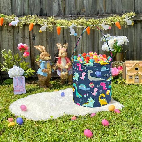 عيد الفصح سلة Easter Bunny Gift Basket Toy Storage Bucket Lightweight مع مقبض. (غنومات بيض) in Kuwait