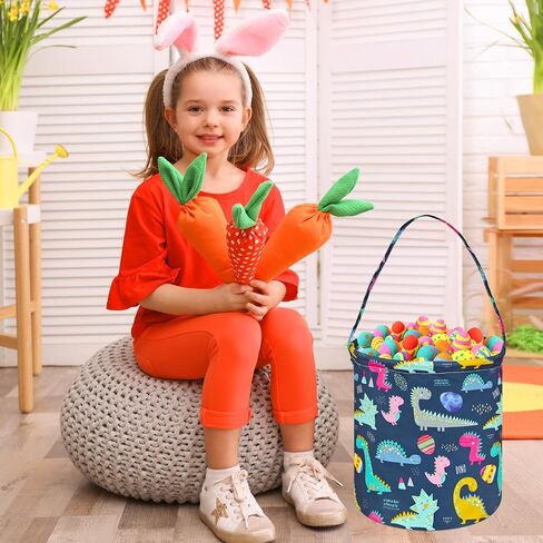 عيد الفصح سلة Easter Bunny Gift Basket Toy Storage Bucket Lightweight مع مقبض. (غنومات بيض) in Kuwait