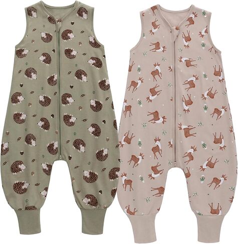 Toddler Sleep Sack with Feet TOG 0.5 Baby Wearable Blankets with Legs Sleeveless Baby Sleeping Bag for Boys Girls, 2 Pack in Kuwait