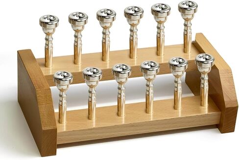 Trumpet Mouthpiece Holder,12-Slot Wooden Stand, 2-Tier Display & Storage Rack, Keeps Trumpet Mouthpieces Safe, Tidy, and Easily Accessible (12 Holes) in Kuwait