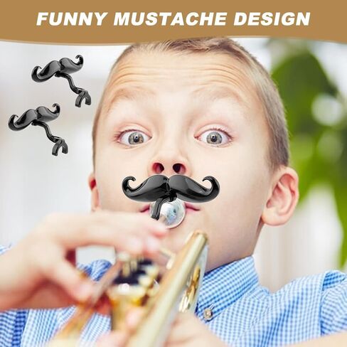 2Pcs Clip-On Mustache for Trumpets,Clip-On Mustache for Small Shank Trombone,with Protective Case,Easy Mouthpiece Add-On for Fun Shows,Funny Cute Trombone Accessory,Gift for Trumpet Player in Kuwait