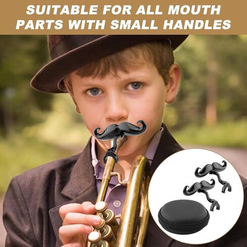 2Pcs Clip-On Mustache for Trumpets,Clip-On Mustache for Small Shank Trombone,with Protective Case,Easy Mouthpiece Add-On for Fun Shows,Funny Cute Trombone Accessory,Gift for Trumpet Player in Kuwait
