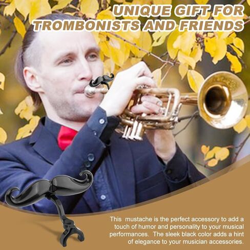 2Pcs Clip-On Mustache for Trumpets,Clip-On Mustache for Small Shank Trombone,with Protective Case,Easy Mouthpiece Add-On for Fun Shows,Funny Cute Trombone Accessory,Gift for Trumpet Player in Kuwait