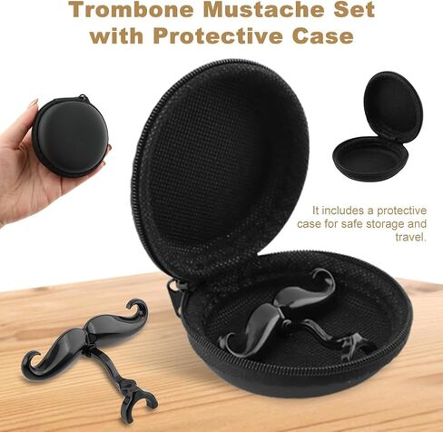 2Pcs Clip-On Mustache for Trumpets,Clip-On Mustache for Small Shank Trombone,with Protective Case,Easy Mouthpiece Add-On for Fun Shows,Funny Cute Trombone Accessory,Gift for Trumpet Player in Kuwait