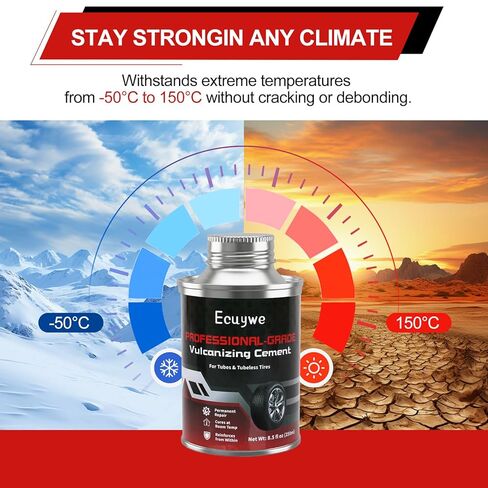 Professional Chemical Vulcanizing Cement Rubber Cement Glue with Brush All Purpose Tire Patch Glue Flat Tire Repair in 5 Minutes Emergency Puncture Fix for Car, Motorcycle, Bike in Kuwait
