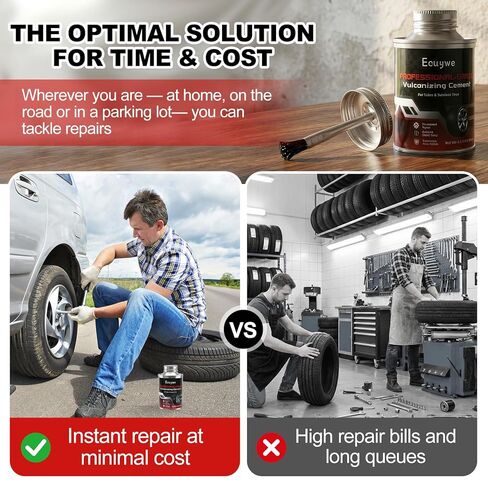 Professional Chemical Vulcanizing Cement Rubber Cement Glue with Brush All Purpose Tire Patch Glue Flat Tire Repair in 5 Minutes Emergency Puncture Fix for Car, Motorcycle, Bike in Kuwait