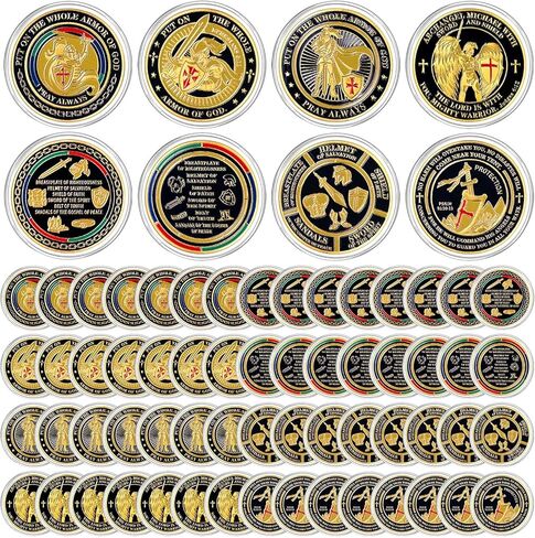 60 Pcs Christian Challenge Coin Rooted in Christ The Lord is My Rock One Day at A Time Serenity Prayer Small Pocket Lucky Bible Verse Gift EMPOWERMENT Prayer Coins Double Sided Engrave Religious Gifts in Kuwait