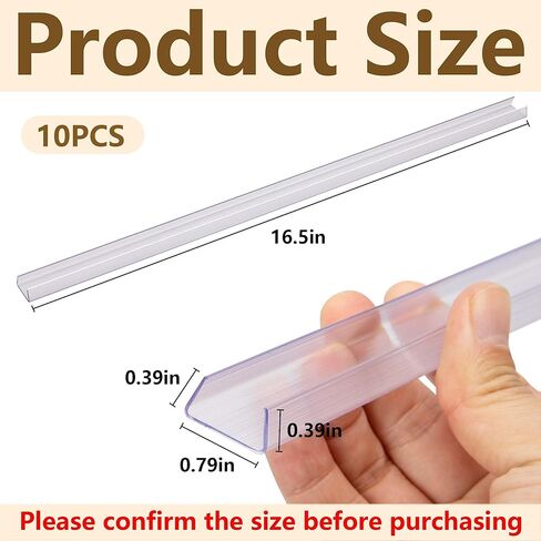 10 Pcs 16.5" Cabinet Door Protector Edge Guard-3/4 Thick Slip-On Drawer Door Protector in Clear-Shelf Edge Protectors for Kitchen Cabinets to Prevent Wear,Chipping and Discolouration in Kuwait
