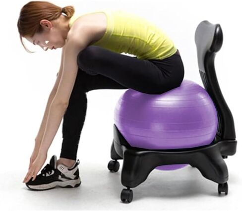 كرسي كرة اليوجا، كرة اليوجا، كرة التمرين، كرسي كرة اليوجا، كرسي كرة اليوجا المريح، كرسي كرة اليوجا الأرجواني مع عجلات، كرة ومضخة قدم، كرات جلوس للمراهقين والبالغين in Kuwait