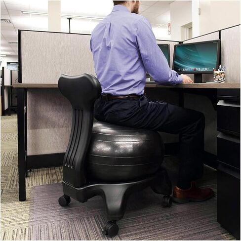 كرسي كرة اليوجا، كرة اليوجا، كرة التمرين، كرسي كرة توازن الثبات للمكتب، مقعد كرة اليوجا مع عجلات ودعم للظهر، كرسي مريح للبالغين، يمكن تخزينه بسهولة in Kuwait