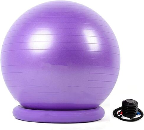 كرسي كرة اليوجا، كرة اليوجا، كرة التمرين، كرسي كرة المكتب مع قاعدة ومضخة استقرار مقعد كرة اليوجا لتخفيف آلام الظهر في صالة الألعاب الرياضية المنزلية كرسي كرة لتدريب القوة الأساسية (أرجواني، قطر 55 سم (أرجواني، قطر 55 سم) in Kuwait