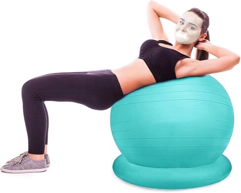 كرسي كرة اليوجا، كرة اليوجا، كرة التمرين، كرسي مكتب اليوجا للبالغين، مقعد كرة للتمارين الرياضية، البيلاتيس، الولادة والعلاج الطبيعي، كرسي مكتب مريح (أخضر، قطر 65 سم (25 5/8 بوصة)) in Kuwait