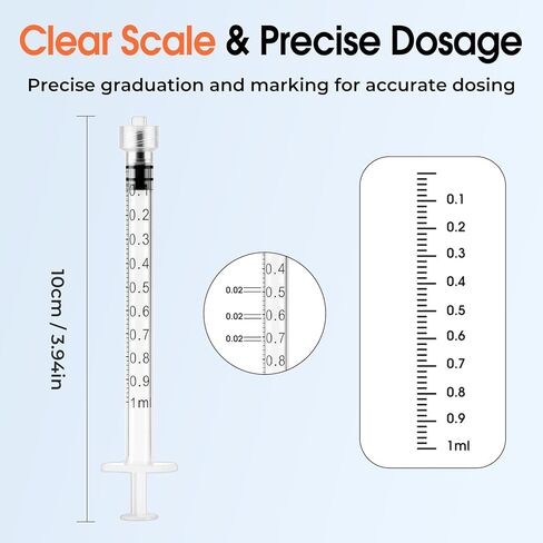 100 Pack 1mL Luer Lock Syringe (No Needle) , Sterile & Individually Wrapped, Professional, Industrial & Personal Use in Kuwait