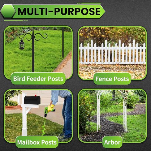 3"x24" Heavy Duty Auger Drill Bit for High-Torque Drill – One-Piece Carbon Steel Earth Auger for Deep Tree Planting, Fence Post Holes – Handles Hard Clay & Compacted Soil, Green in Kuwait