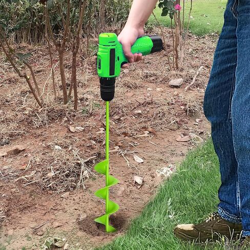 3"x24" Heavy Duty Auger Drill Bit for High-Torque Drill – One-Piece Carbon Steel Earth Auger for Deep Tree Planting, Fence Post Holes – Handles Hard Clay & Compacted Soil, Green in Kuwait