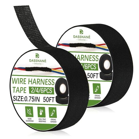 4 Rolls Wire Harness Tape,High Temp Automotive Wiring Harness Cloth Tape,for Engine Harness Wrap Protection, Noise Dampening, and Cable Protection 3/4 Inch x 50FT in Kuwait
