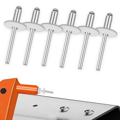 100pcs Aluminum Large Flange Blind Rivets, 3/16" x 3/8", Flange Diameter 5/8" (16 mm), Pop Rivets Assortment Kit Blind Rivet by Bolt Dropper, Grip Range(3-6mm) in Kuwait