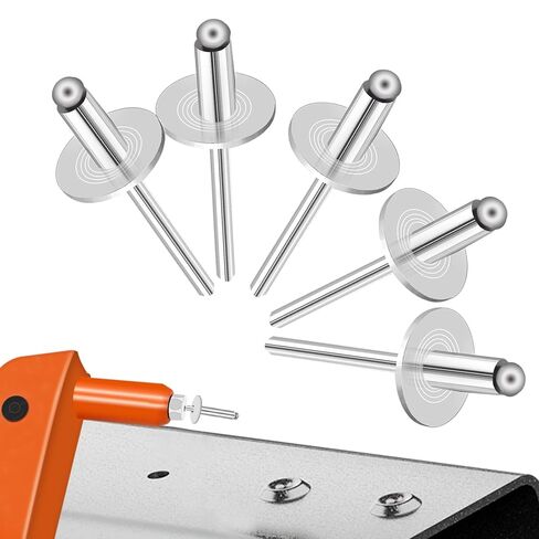 100pcs Aluminum Large Flange Blind Rivets, 3/16" x 3/8", Flange Diameter 5/8" (16 mm), Pop Rivets Assortment Kit Blind Rivet by Bolt Dropper, Grip Range(3-6mm) in Kuwait