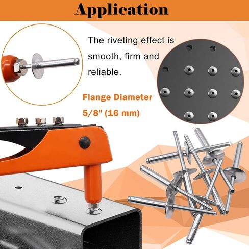 100pcs Aluminum Large Flange Blind Rivets, 3/16" x 3/8", Flange Diameter 5/8" (16 mm), Pop Rivets Assortment Kit Blind Rivet by Bolt Dropper, Grip Range(3-6mm) in Kuwait