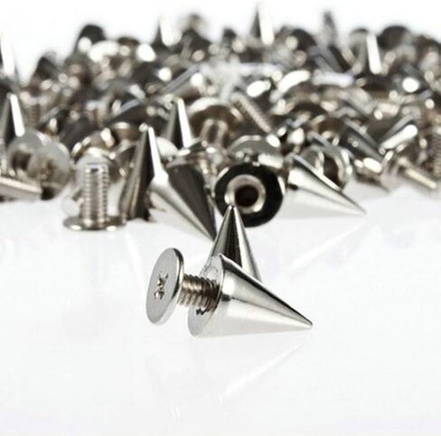 WALFRONT Metal Cone Spike Rivets, 100 Sets Silver Studs for DIY Punk Clothing Decoration, Solid Metal Studs for Jackets Belts and Crafts () in Saudi Arabia