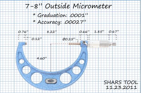 Shars 7-8" x 0.0001" Outside Micrometer Solid Metal Frame New 303-2616 R in Saudi Arabia