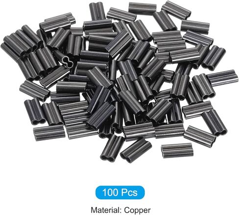 PATIKIL 1/16 بوصة 1.5 مم سلك حبل حلقة كم 100 قطعة من النحاس المزدوج الطويق دوبلكس العقص حلقة كم لسلك حبل كابل تركيبات تزوير سلك الصيد، أسود in Saudi Arabia