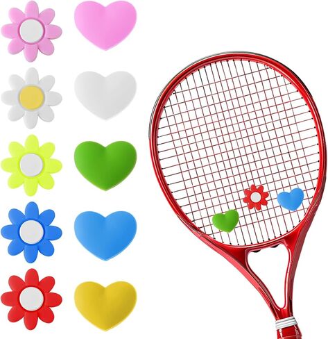 10 Pcs Tennis Vibration Dampener Tennis Racket Shock Absorbers Heart Flower Shaped Silicone Dampener Tool Colorful Cute Racquet String Tennises Supplies in Saudi Arabia