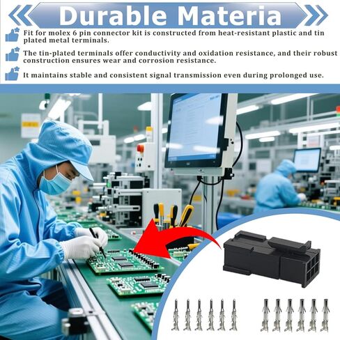 6 مجموعة كاملة - (6 دوائر) لسلك 14-20 AWG، موصلات ذكر/أنثى ذات 6 دبابيس مع أطراف قفل، متوافقة مع مجموعة موصلات موليكس mlx in Kuwait