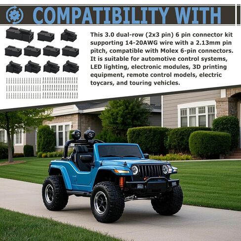6 مجموعة كاملة - (6 دوائر) لسلك 14-20 AWG، موصلات ذكر/أنثى ذات 6 دبابيس مع أطراف قفل، متوافقة مع مجموعة موصلات موليكس mlx in Kuwait