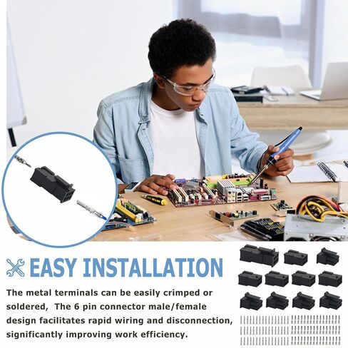 6 مجموعة كاملة - (6 دوائر) لسلك 14-20 AWG، موصلات ذكر/أنثى ذات 6 دبابيس مع أطراف قفل، متوافقة مع مجموعة موصلات موليكس mlx in Kuwait