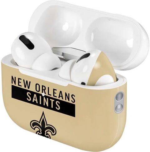 غلاف صوتي من Skinit متوافق مع AirPods Pro الجيل الثاني - تصميم سلسلة الأداء NFL New Orleans Saints Gold المرخص رسميًا in Saudi Arabia
