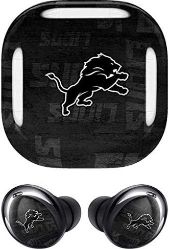 Skinit Decal Audio Skin Compatible with Samsung Galaxy Buds Pro - Officially Licensed NFL Detroit Lions Black & White Design in Saudi Arabia