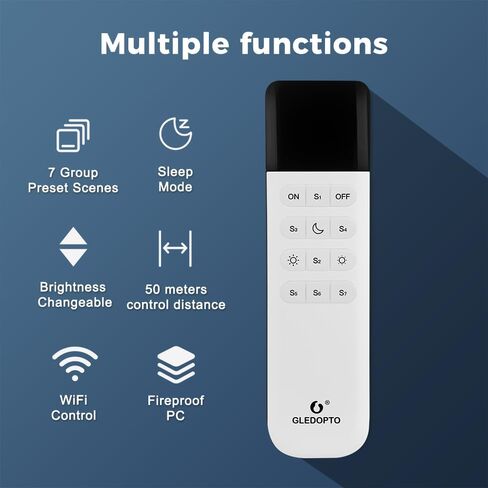 GLEDOPTO ESP Now WLED Remote Control WLED LED Strip Light Controller 7 Group Preset Scene Brightness Changeable 50 Meters Wireless Control in Saudi Arabia