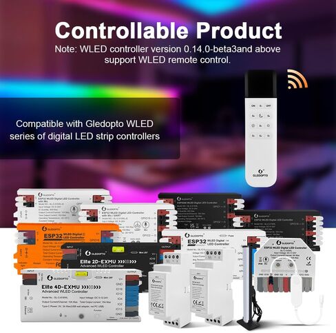 GLEDOPTO ESP Now WLED Remote Control WLED LED Strip Light Controller 7 Group Preset Scene Brightness Changeable 50 Meters Wireless Control in Saudi Arabia