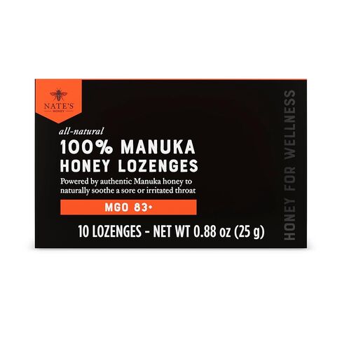 Nate's Manuka Honey Lozenges MGO 83+ | Soothing Throat Lozenges with New Zealand Manuka Honey for Natural Immune Support | 10-Count Blister Pack in Saudi Arabia