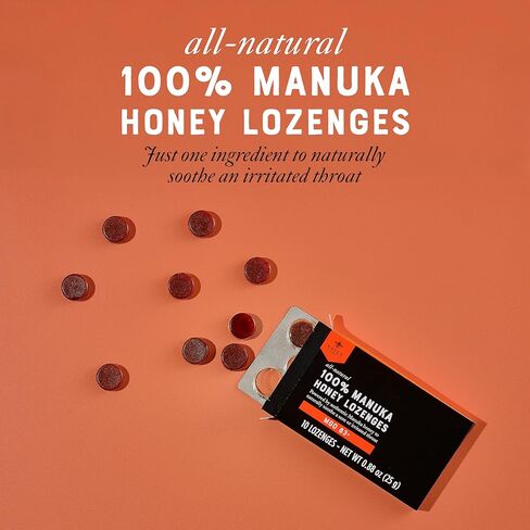 Nate's Manuka Honey Lozenges MGO 83+ | Soothing Throat Lozenges with New Zealand Manuka Honey for Natural Immune Support | 10-Count Blister Pack in Saudi Arabia