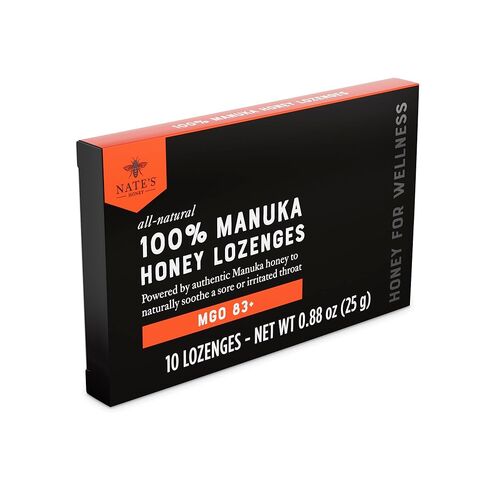 Nate's Manuka Honey Lozenges MGO 83+ | Soothing Throat Lozenges with New Zealand Manuka Honey for Natural Immune Support | 10-Count Blister Pack in Saudi Arabia