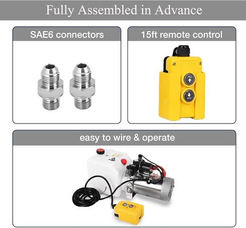 وحدة الطاقة الهيدروليكية Doppy 3 كوارت، مضخة هيدروليكية مزدوجة الفعل، 3200 رطل لكل بوصة مربعة 12 فولت تيار مستمر وحدة مضخة هيدروليكية لخزان البلاستيك لمنصات رفع السيارة ذات المقطورة القلابة in Kuwait