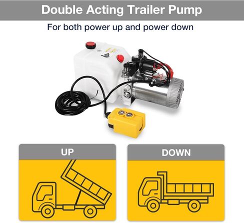 وحدة الطاقة الهيدروليكية Doppy 3 كوارت، مضخة هيدروليكية مزدوجة الفعل، 3200 رطل لكل بوصة مربعة 12 فولت تيار مستمر وحدة مضخة هيدروليكية لخزان البلاستيك لمنصات رفع السيارة ذات المقطورة القلابة in Kuwait