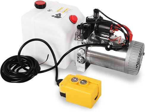 وحدة الطاقة الهيدروليكية Doppy 3 كوارت، مضخة هيدروليكية مزدوجة الفعل، 3200 رطل لكل بوصة مربعة 12 فولت تيار مستمر وحدة مضخة هيدروليكية لخزان البلاستيك لمنصات رفع السيارة ذات المقطورة القلابة in Kuwait