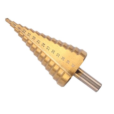 4-42mm Titanium Step Drill Bit High Speed Steel Titanium Coated Drill BitsFor Plastic Wood Sheet Metal Aluminum Hole Drilling 10mm Handle in Kuwait