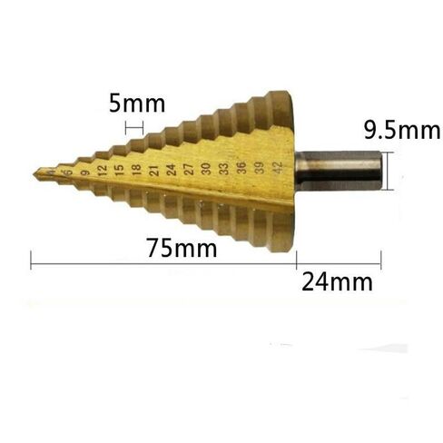 4-42mm Titanium Step Drill Bit High Speed Steel Titanium Coated Drill BitsFor Plastic Wood Sheet Metal Aluminum Hole Drilling 10mm Handle in Kuwait